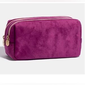Ipsy Purple Velvet Velour Double Zipper Make-up Cosmetic Bag, Gold Hardware SOFT
